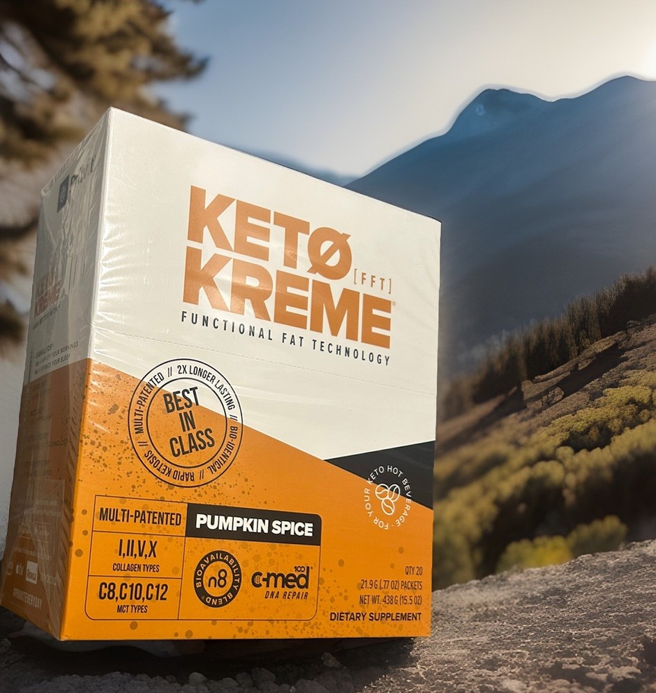 PRUVIT KETO KREME Coffee Kreme PUMPKIN SPICE box of 20 packs.