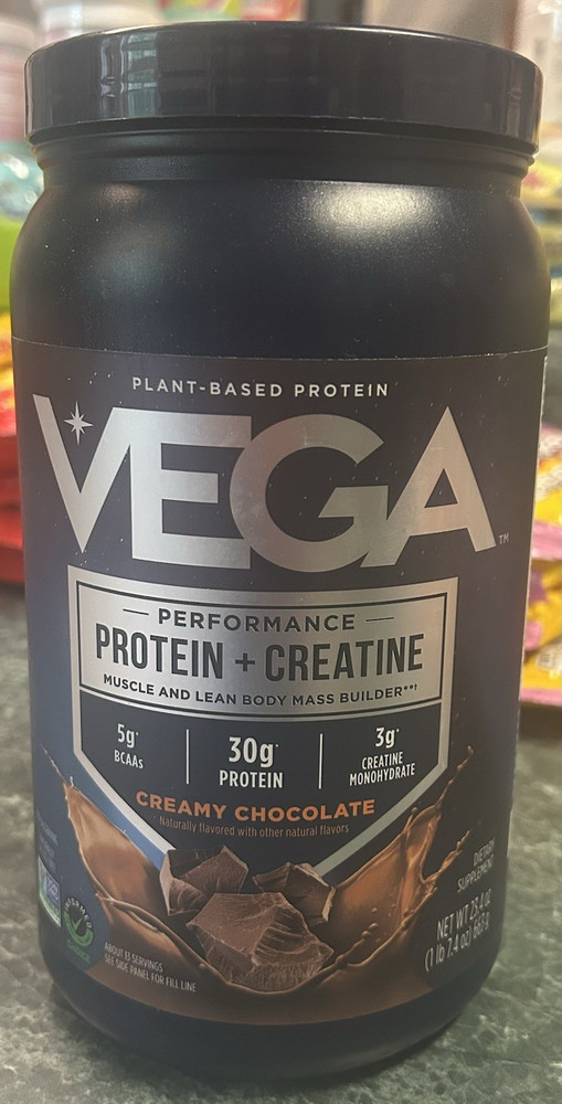 VEGA Performance Protein + Creatine Plant-Based Powder Creamy Chocolate 27.4 oz