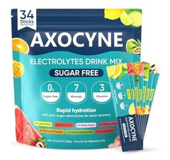 AXOCYNE Electrolyte Drink Mix Sugar-Free Rapid Hydration Variety 34 Sticks