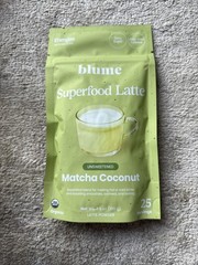 Blume SUPERFOOD LATTE BLEND 3.5 oz (25 Ser) Matcha Coconut Flavor BEST BY 03/27