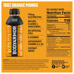 BODYARMOR Sports Drink, Orange Mango, Electrolyte Drink Hydration, 16 Fl Oz Bott