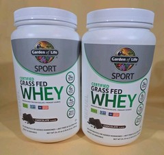 Garden of Life Sport Grass Fed Whey Protein Chocolate Cert Organic 24.3oz 2 Pack