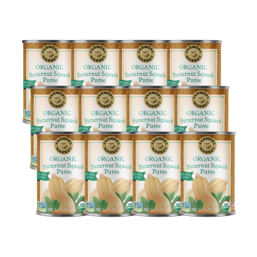 Farmer’s Market Organic Butternut Squash Puree, 15 Ounce (Pack of 12)