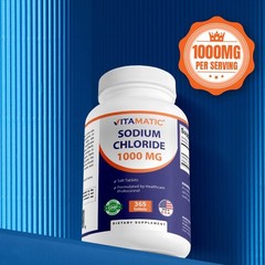 Sodium Chloride 1000mg – 365 Tablets Electrolyte Replenisher & Hydration Support