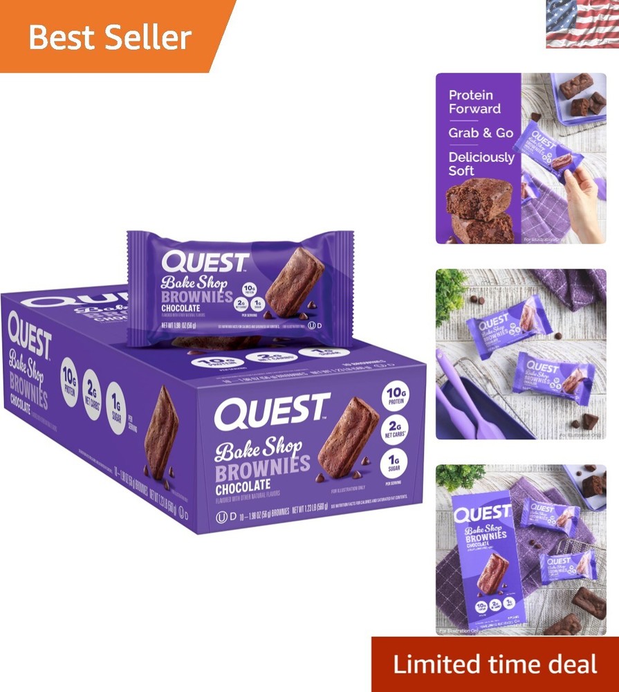Quest Bake Shop Chocolate Brownies – 10g Protein, 2g Carbs, 1g Sugar, 10 Count