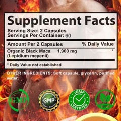 Organic Black Maca Supplement Capsules Supports Stamina & Fertility Men’s Health