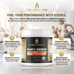 Conquest Whey Armor 100% Whey Isolate Protein Cappuccino 1lb Muscle Recovery