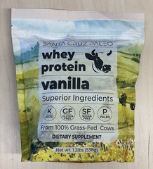 Santa Cruz Paleo Whey Protein Powder, 🍦 Vanilla Flavor, 20 Servings, 1.2 lb Bag