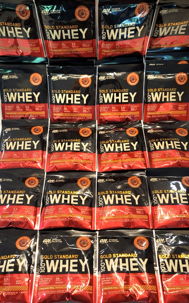 Lot of 100 ON Optimum Nutrition Gold Standard 100% Whey Cinnamon Roll 1.09 oz.