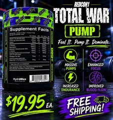 REDCON1 TOTAL WAR PUMP Sour Gummy Bear Stim Free Pre-Workout 30 Serv 2027 EXP