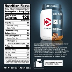 Dymatize ISO100 Hydrolyzed Whey Isolate Protein Powder, 25g Protein, Chocolate