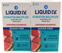 2- Liquid I.V. Strawberry Watermelon Sugar Free, 12 On The Go Sticks Total, 8/27