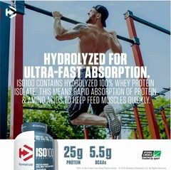 Dymatize ISO100 Hydrolyzed Isolate Protein Powder 100%, 20 Servings