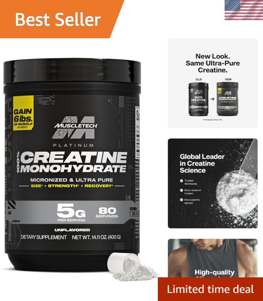 Ultra-Pure Creatine Powder for Men & Women – 80 Servings for Optimal Strength