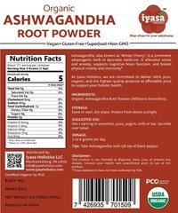 Ashwagandha Root Powder Organic, Withania Somnifera Stress Relief 4 8 16 oz FSH