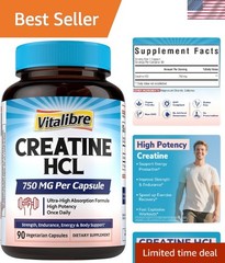 750mg Pure Creatine HCl – No Bloat, Once Daily for Optimal Performance, 90 Caps