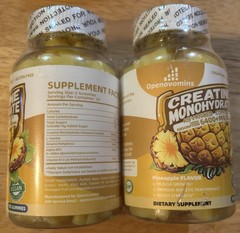 Creatine Monohydrate Gummies, Pineapple Flavor, Energy Muscle Support 2 Pack