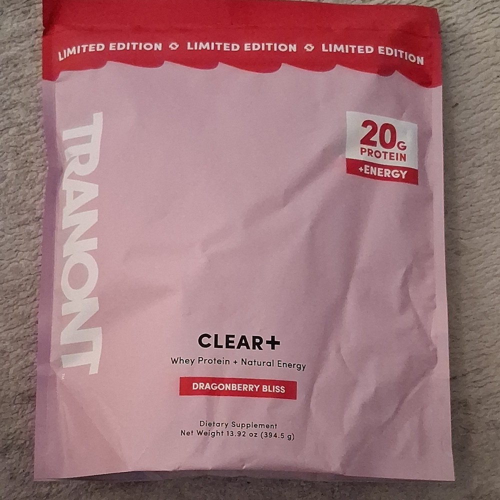 Tranont Clear+ Whey Protein Powder Dragonberry Bliss 13.92 oz Muscle Energy