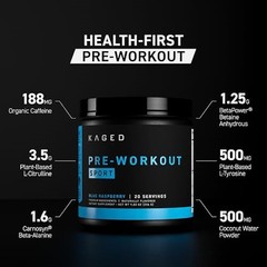 Kaged Sport Pre Workout Powder for Men & Women, 9.17 Ounce (Pack of 1), Black