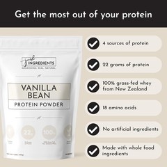 JUST Ingredients Vanilla Bean Protein Powder Casein Free 22g 15 Servings 17.46oz