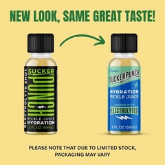 Suckerpunch Electrolyte Pickle Juice Shot, Leg and 2 Fl Oz (Pack of 12)