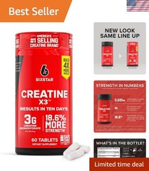 SIXSTAR Creatine X3 – 60 Caplets for Muscle Strength & Recovery – Gluten Free