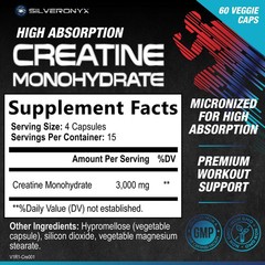 Monohidrato De Creatina En 60 Capsulas 750mg Masa Muscular Para Mujeres Hombres