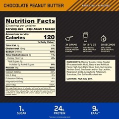 Optimum Nutrition Gold Standard Casein Protein, Chocolate Peanut Butter, 4lb