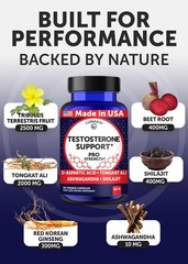 Potenciador natural de testosterona para hombres USA Made 60 Count (Pack of 1)