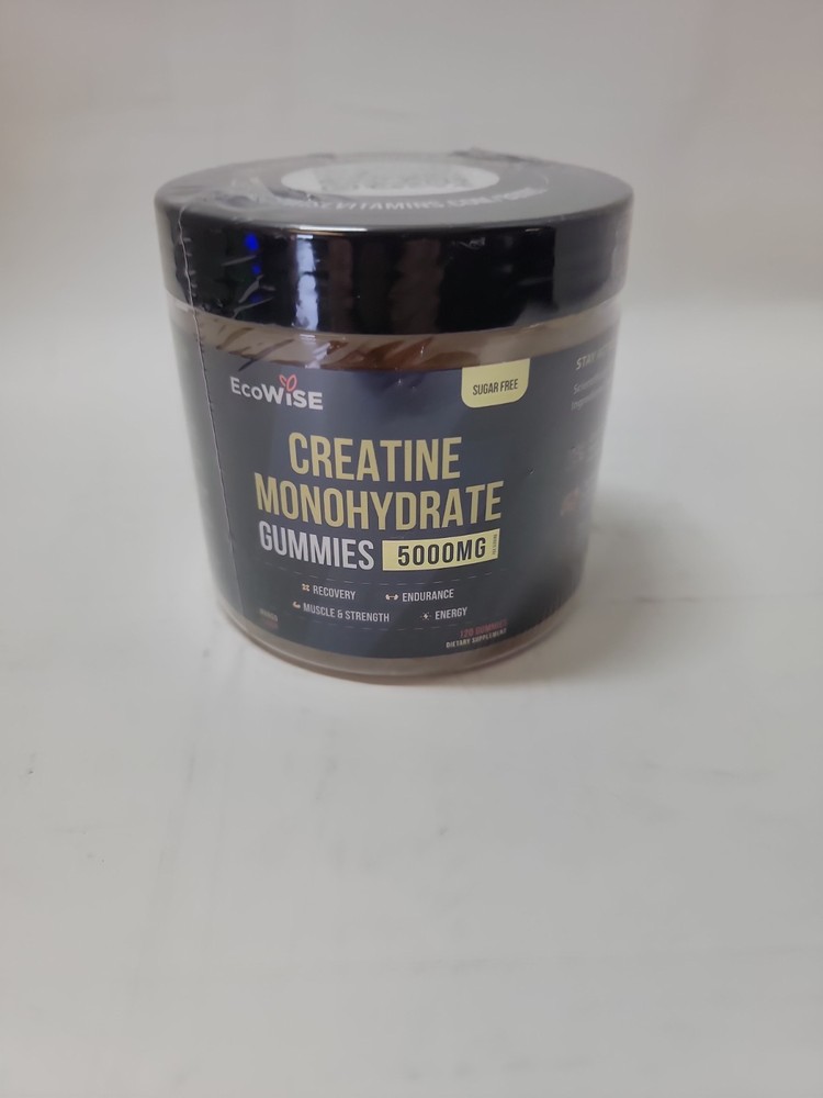 EcoWise Creatine Monohydrate Gummies Mango 5000mg 120ct Exp 03/18/2027 New