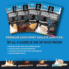 Whey Protein Sample Variety, Isolate Protein Powder Samples, Travel Packs, 4 Pac