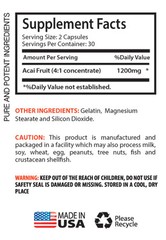 Acai Cleanse – ACAI BERRY 1200MG – Promotes Positive Health – Cleanses Body – 1B