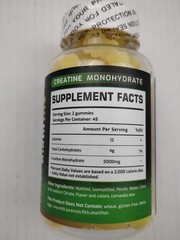 Creatine Monohydrate Gummies 5g for Men Women – Sugar Free Chewable Supplement.