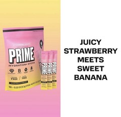 2 Pack PRIME Hydration Strawberry Banana Powder Sticks 16 Ct Each Sugar Free
