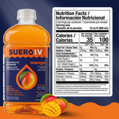 Suero I.V. Electrolyte Drink, Mango Flavor 33.8 fl oz – Hydrate (3-Pack)