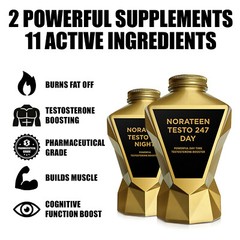 LA MUSCLE Norateen® Testo 247 Day & Night – Test Boost, Nitric Oxide, IGF-1, NO2