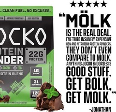 Jocko Mölk Whey Protein 22g Monk Fruit Blend, 31 Servings (Mint Chocolate)