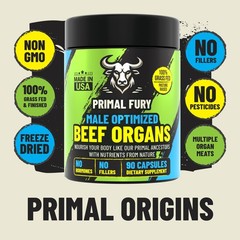 Grass Fed Beef Organ Supplement for Men – Male Optimization Pills – 90 Count