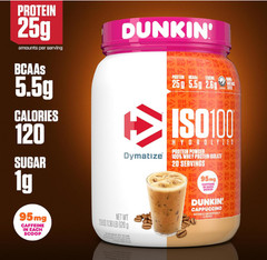 Dymatize ISO100 Hydrolyzed Whey Isolate Protein Powder Dunkin Cappuccino