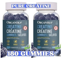 Organika Creatine Monohydrate Gummies 2 Bottles 180 Count Blueberry