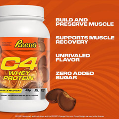 C4 Whey Protein Powder, Reese’S Peanut Butter Cup Flavor, 25G of Protein, 18 Ser