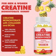 Creatine Monohydrate Gummies for Men & Women Muscle Power & Endurance Boosts