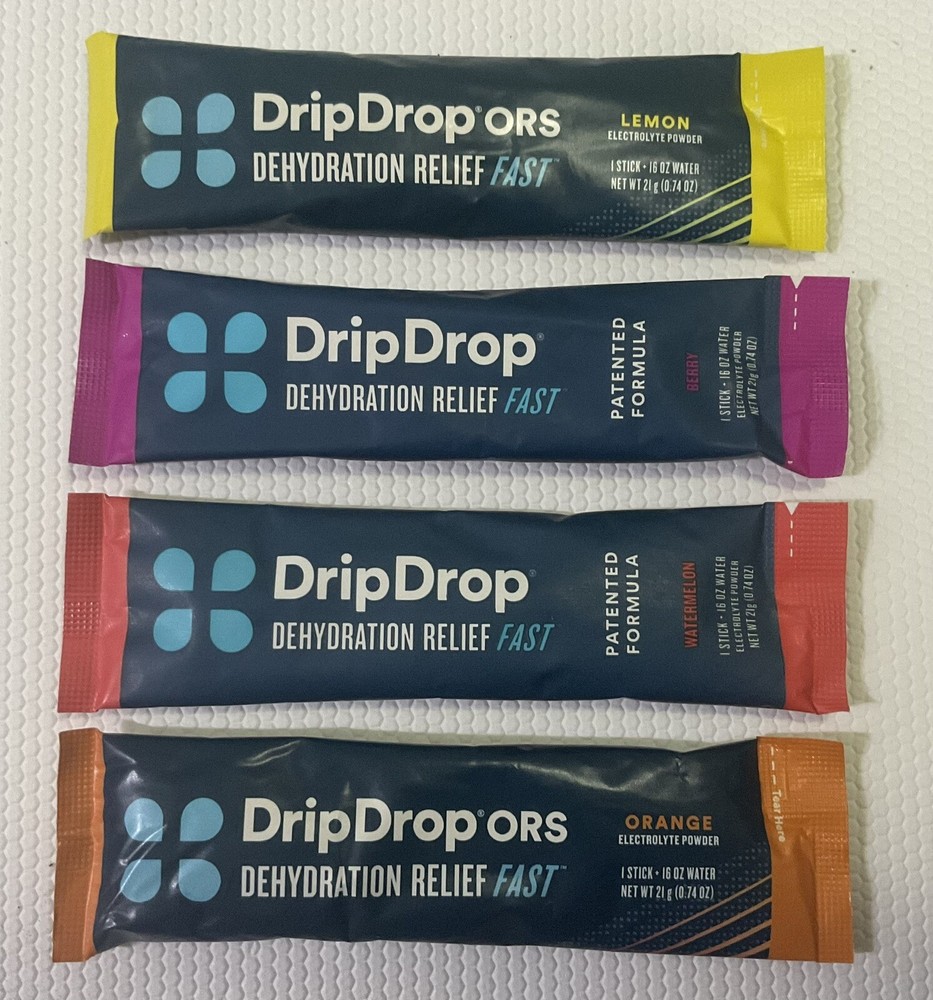 3 Sets Of 48 COUNT DripDrop Hydration Powder Sticks, 4 FLAVORS. EACH MAKE 16 Ozs