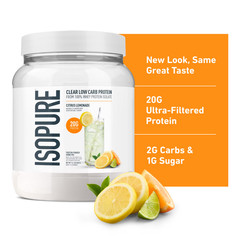 Isopure Clear Low Carb 100% Whey Protein Isolate Powder, Citrus Lemonade, 14 Oz