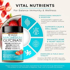 Magnesium Glycinate Gummies with Ashwagandha, L-Theanine – 500mg Magnesium Glyci