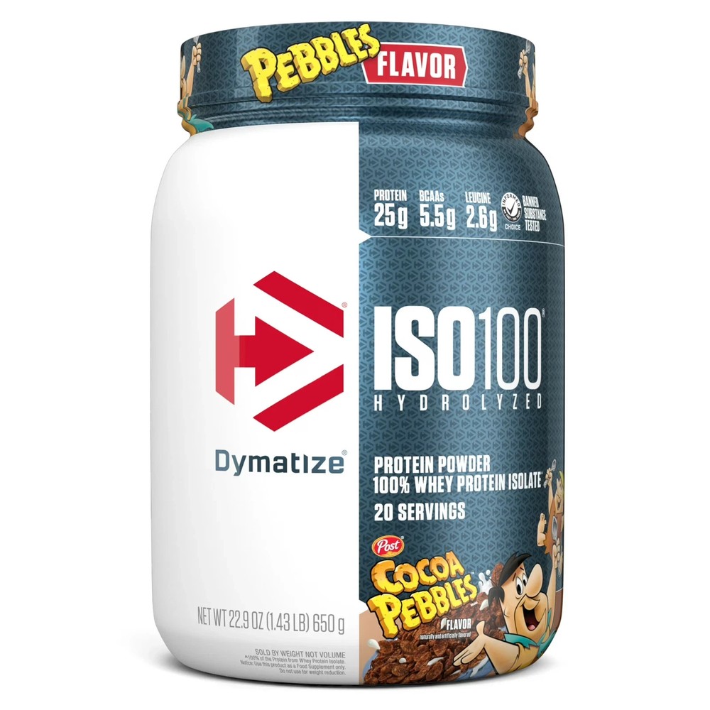 Dymatize ISO100 Hydrolyzed Whey Isolate Protein Powder, Cocoa Pebbles 20 Serving