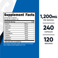 Nutricost EAA Capsules 1200mg, 120 Servings, 240 Capsules – Essential Amino Acid