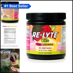 Kids Electrolyte Powder Pink Lemonade Hydration Mix No Added Sugar 7.62 Ounce