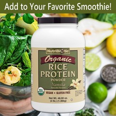 NutriBiotic Organic Rice Protein, Vanilla Protein Powder 3 Lb (1.36 Kg)
