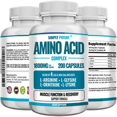 Amino Acid Complex 1800mg 200 Capsules, L-Arginine L-Glysine L-Lysine L-Ornithin